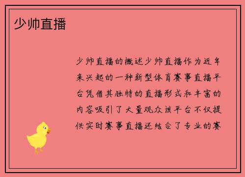 少帅直播